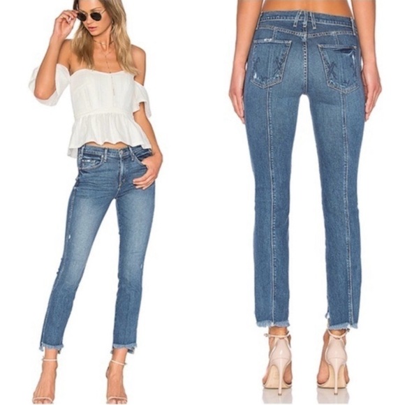McGuire Denim Denim - McGuire Denim Lido Jeans Blue Distressed Step Hem Ankle Mid Rise Boho Size 26